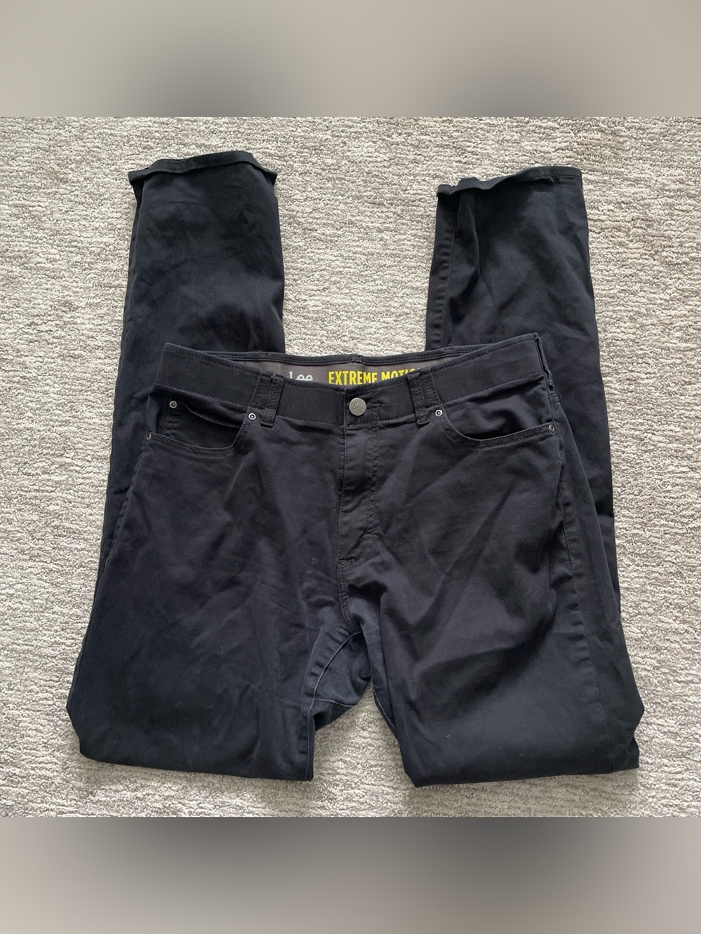 Lee Extreme Motion Pants Mens Size 34x36 Black Straight Fit Tapered Leg Stretch